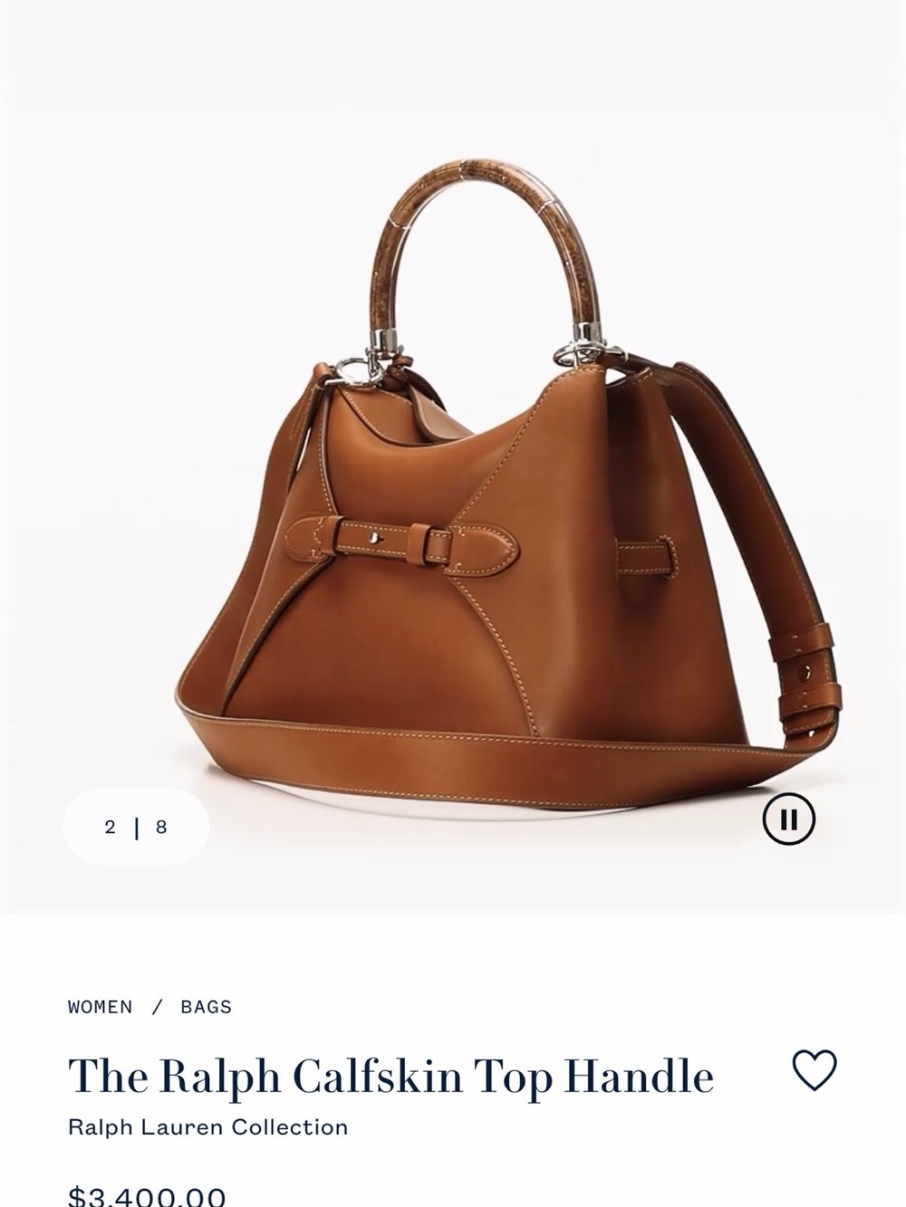 Ralph Lauren Tan Calfskin Top Handle Satchel - Picture 6 of 17